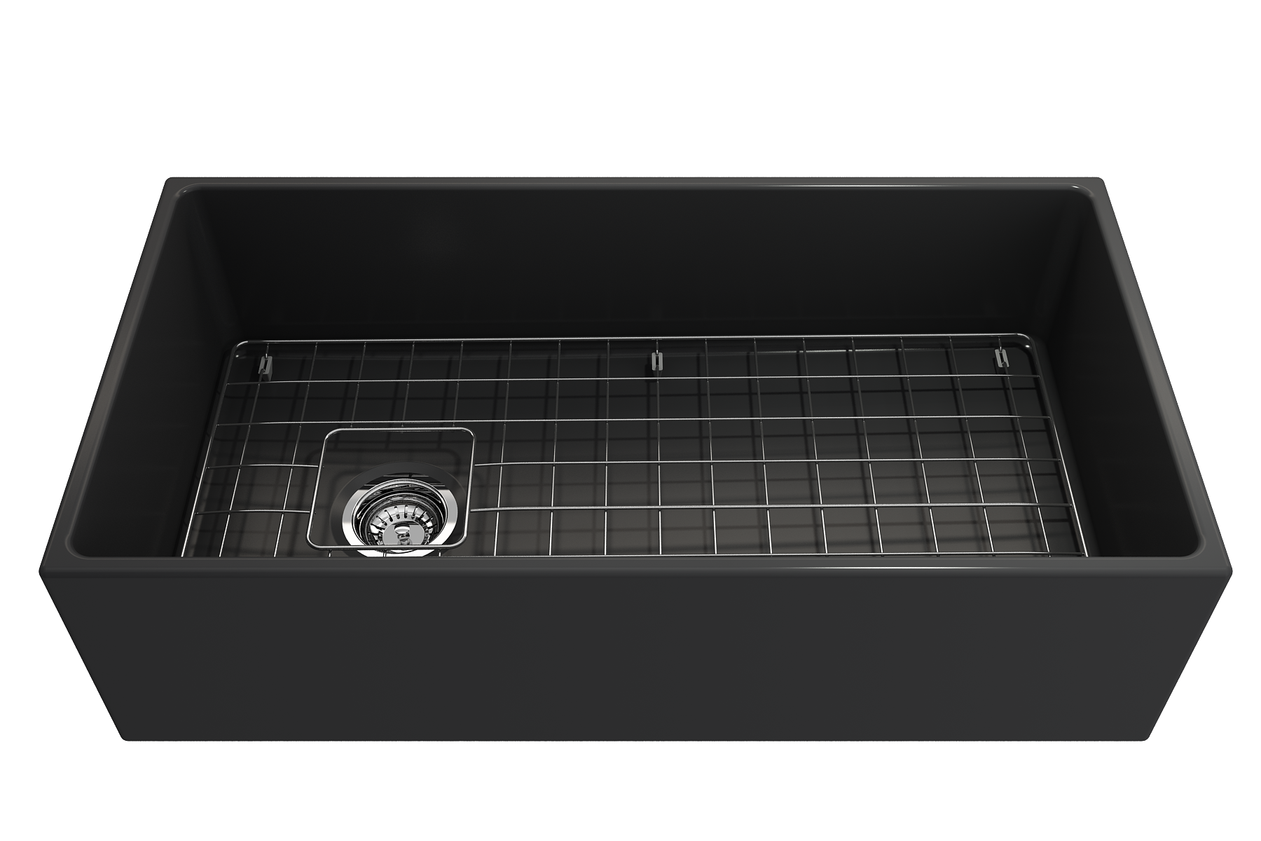 BOCCHI Contempo 36" Fireclay Farmhouse Apron Single Bowl Kitchen Sink, Matte Dark Gray, 1354-020-0120