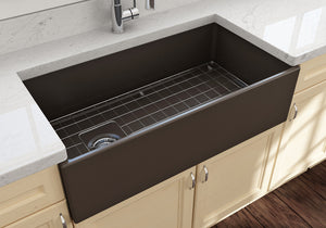 Alternate Image for BOCCHI Contempo 36" Fireclay Farmhouse Apron Single Bowl Kitchen Sink, Matte Brown, 1354-025-0120