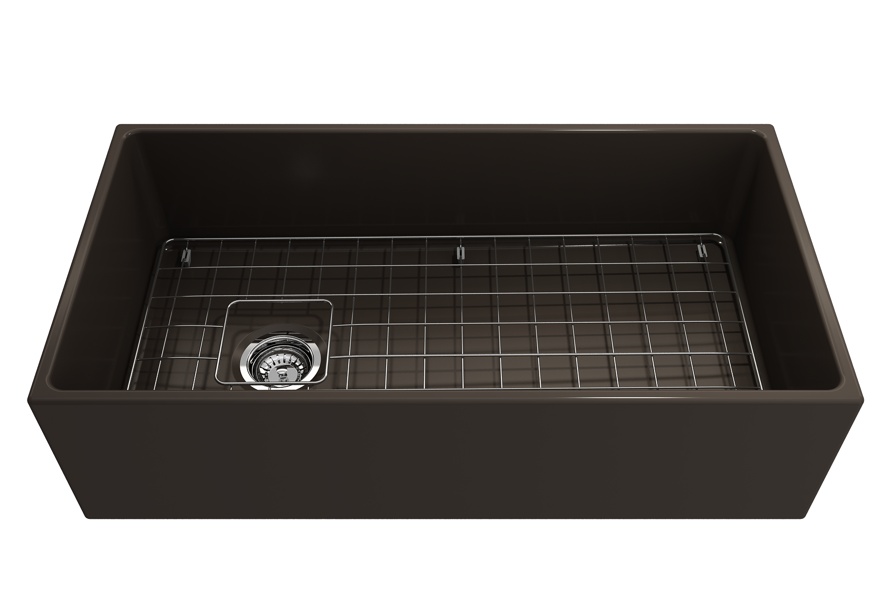 BOCCHI Contempo 36" Fireclay Farmhouse Apron Single Bowl Kitchen Sink, Matte Brown, 1354-025-0120