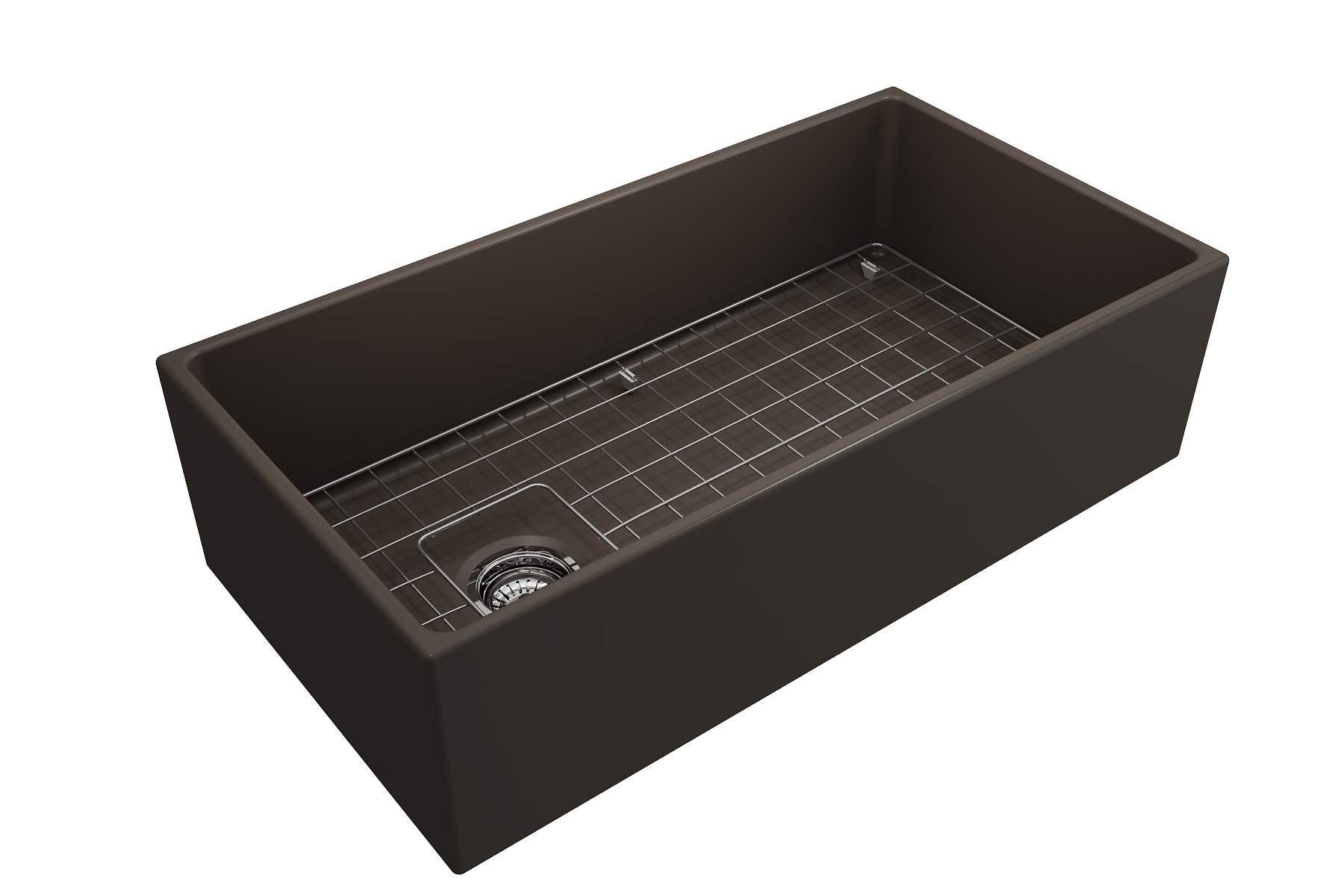 BOCCHI Contempo 36" Fireclay Farmhouse Apron Single Bowl Kitchen Sink, Matte Brown, 1354-025-0120