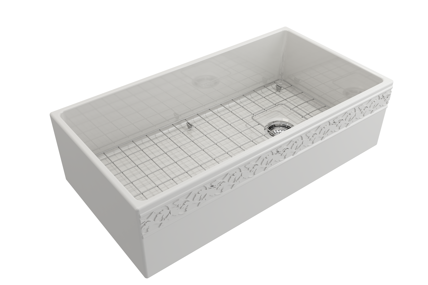 BOCCHI Vigneto 36" Fireclay Farmhouse Apron Single Bowl Kitchen Sink, White, 1355-001-0120