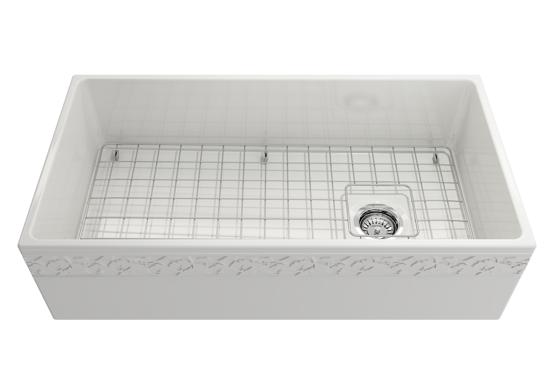 BOCCHI Vigneto 36" Fireclay Farmhouse Apron Single Bowl Kitchen Sink, White, 1355-001-0120
