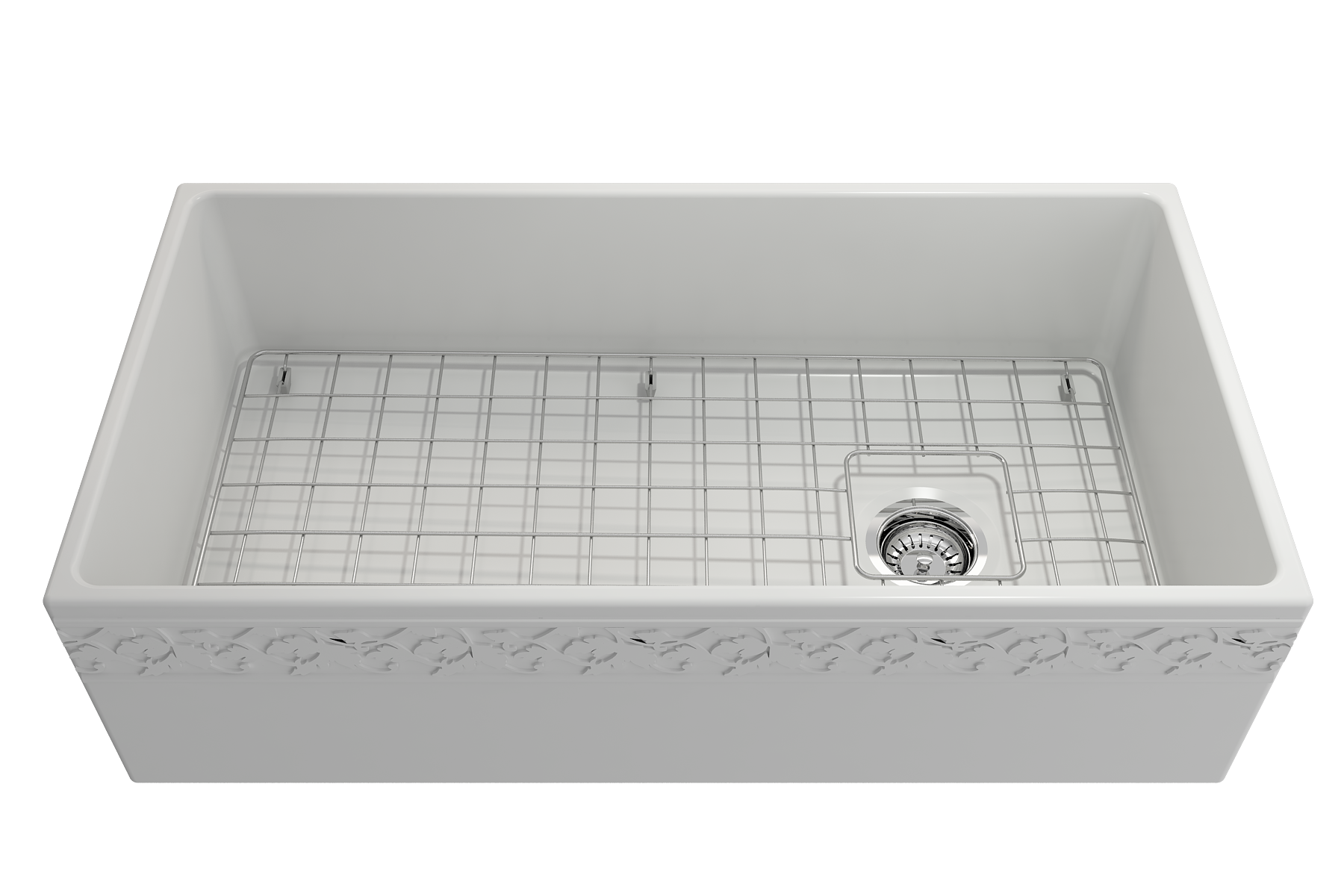 BOCCHI Vigneto 36" Fireclay Farmhouse Apron Single Bowl Kitchen Sink, Matte White, 1355-002-0120