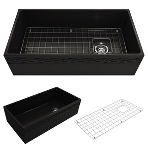 Alternate Image for BOCCHI Vigneto 36" Fireclay Farmhouse Apron Single Bowl Kitchen Sink, Matte Black, 1355-004-0120
