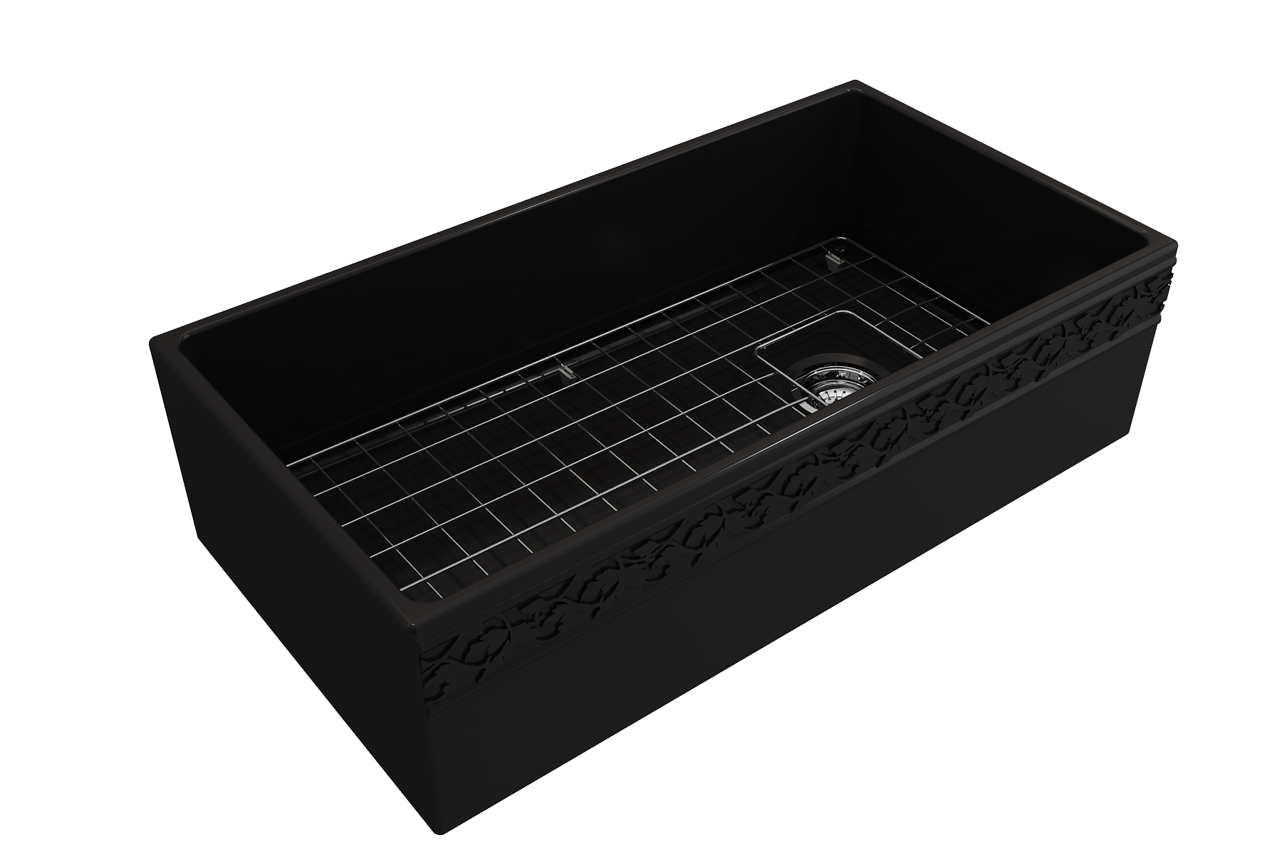 BOCCHI Vigneto 36" Fireclay Farmhouse Apron Single Bowl Kitchen Sink, Matte Black, 1355-004-0120