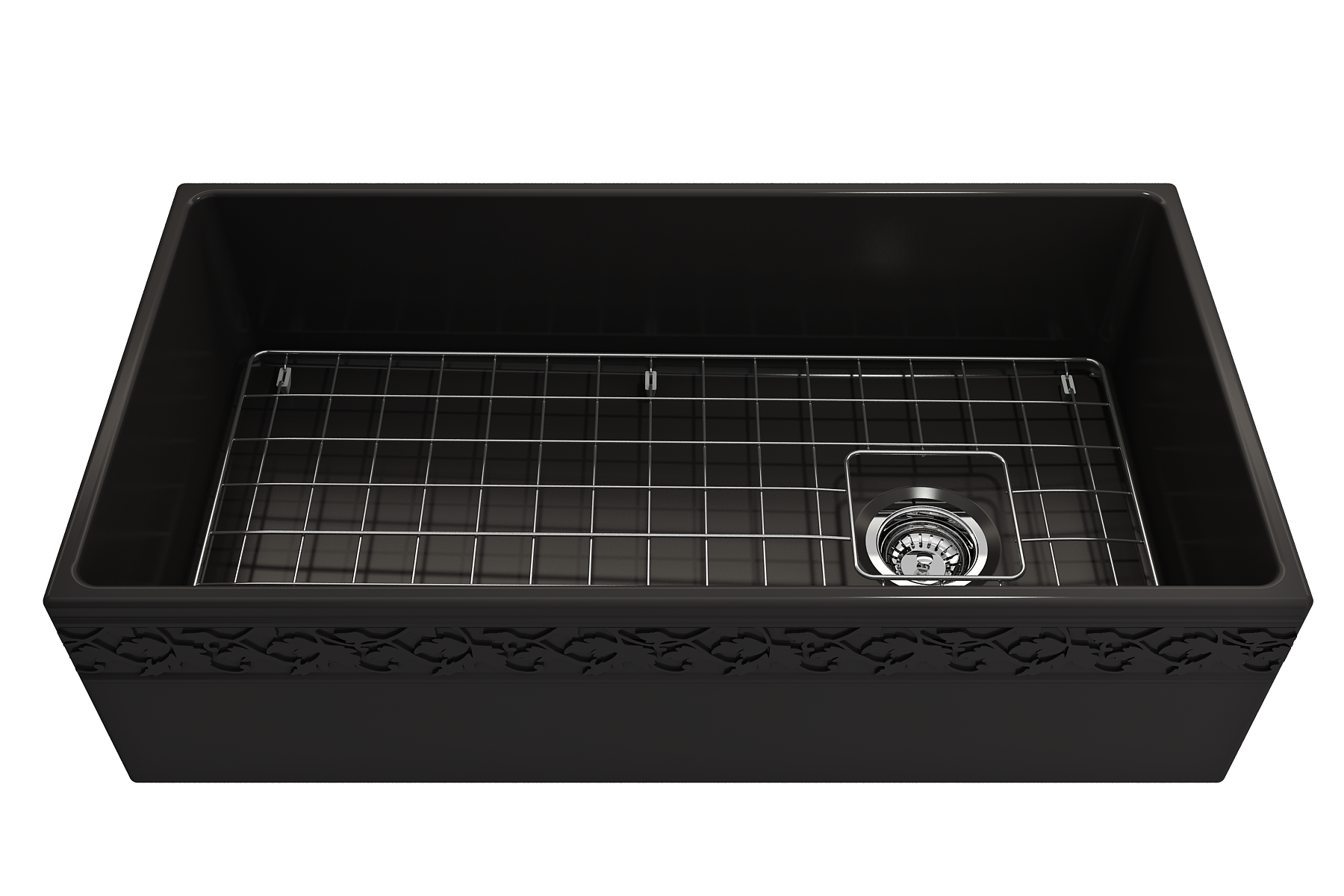 BOCCHI Vigneto 36" Fireclay Farmhouse Apron Single Bowl Kitchen Sink, Matte Black, 1355-004-0120