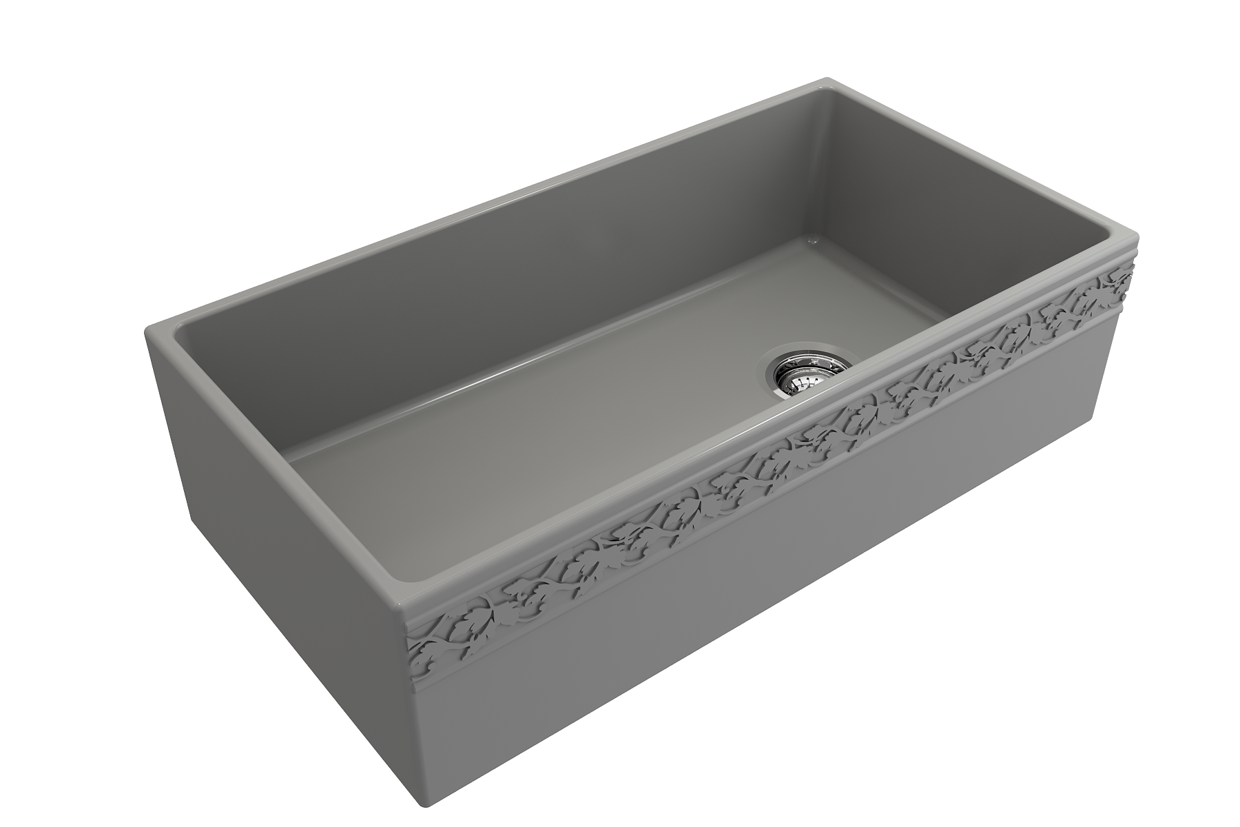 BOCCHI Vigneto 36" Fireclay Farmhouse Apron Single Bowl Kitchen Sink, Matte Gray, 1355-006-0120