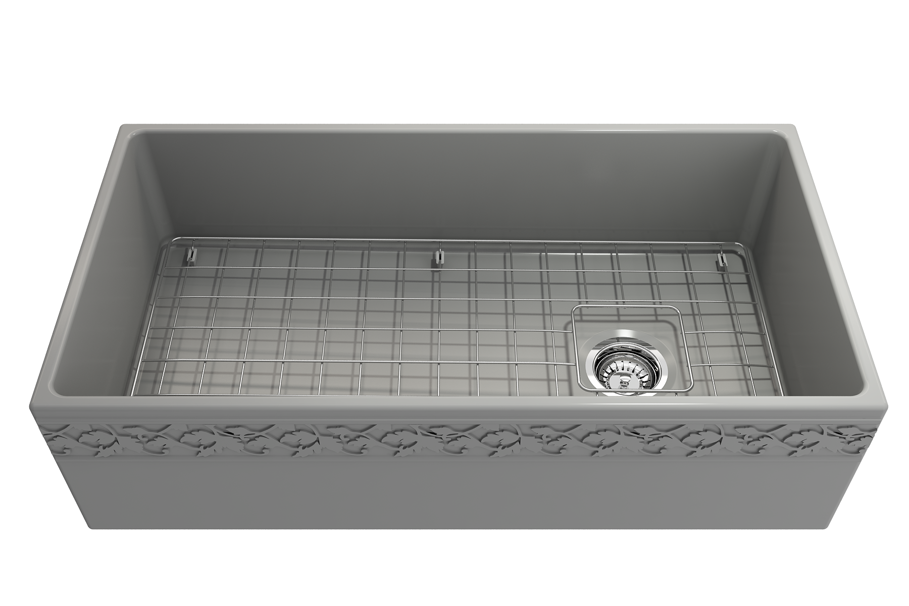 BOCCHI Vigneto 36" Fireclay Farmhouse Apron Single Bowl Kitchen Sink, Matte Gray, 1355-006-0120