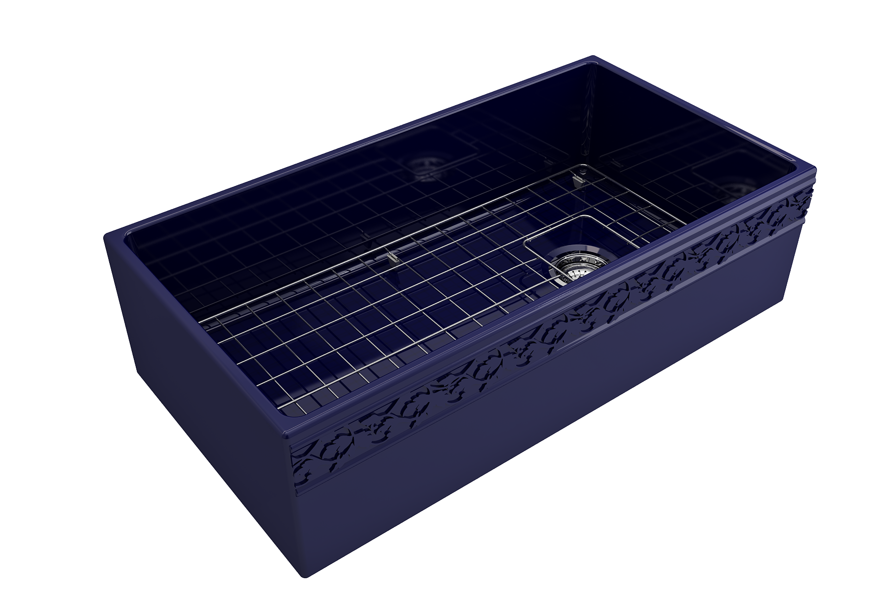 BOCCHI Vigneto 36" Fireclay Farmhouse Apron Single Bowl Kitchen Sink, Sapphire Blue, 1355-010-0120