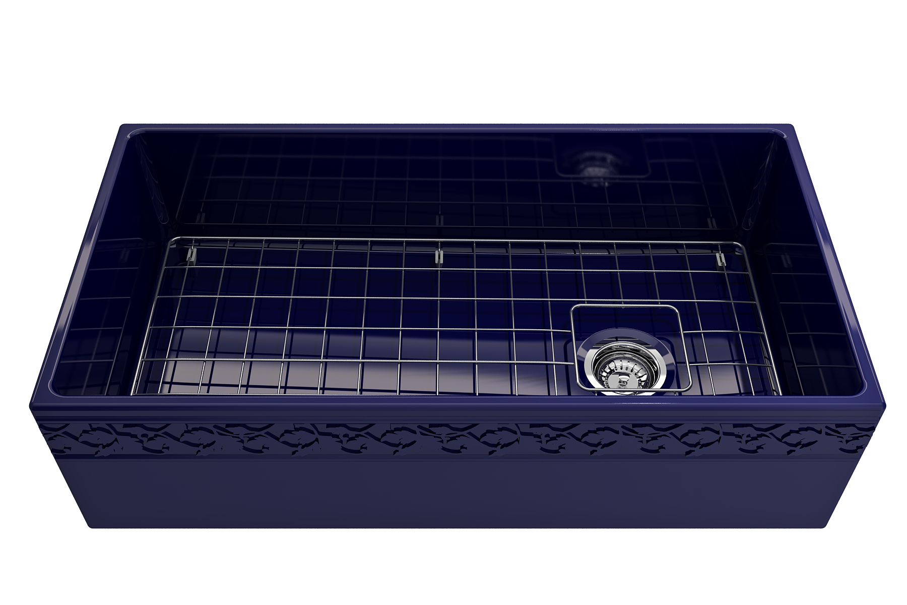 BOCCHI Vigneto 36" Fireclay Farmhouse Apron Single Bowl Kitchen Sink, Sapphire Blue, 1355-010-0120
