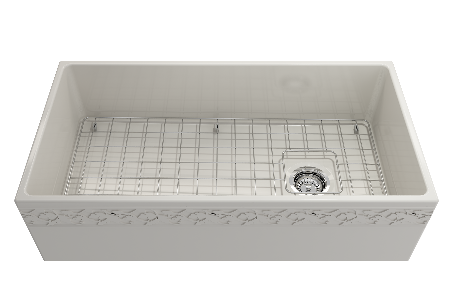 BOCCHI Vigneto 36" Fireclay Farmhouse Apron Single Bowl Kitchen Sink, Biscuit, 1355-014-0120