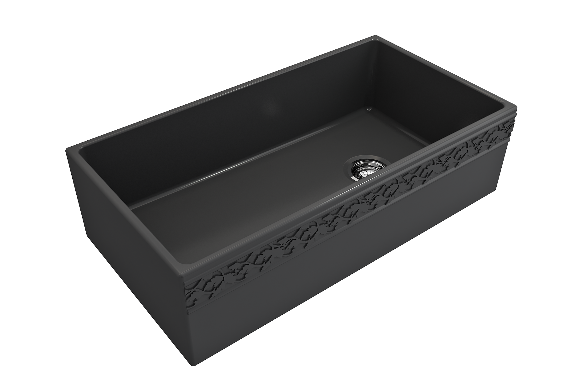 BOCCHI Vigneto 36" Fireclay Farmhouse Apron Single Bowl Kitchen Sink, Matte Dark Gray, 1355-020-0120