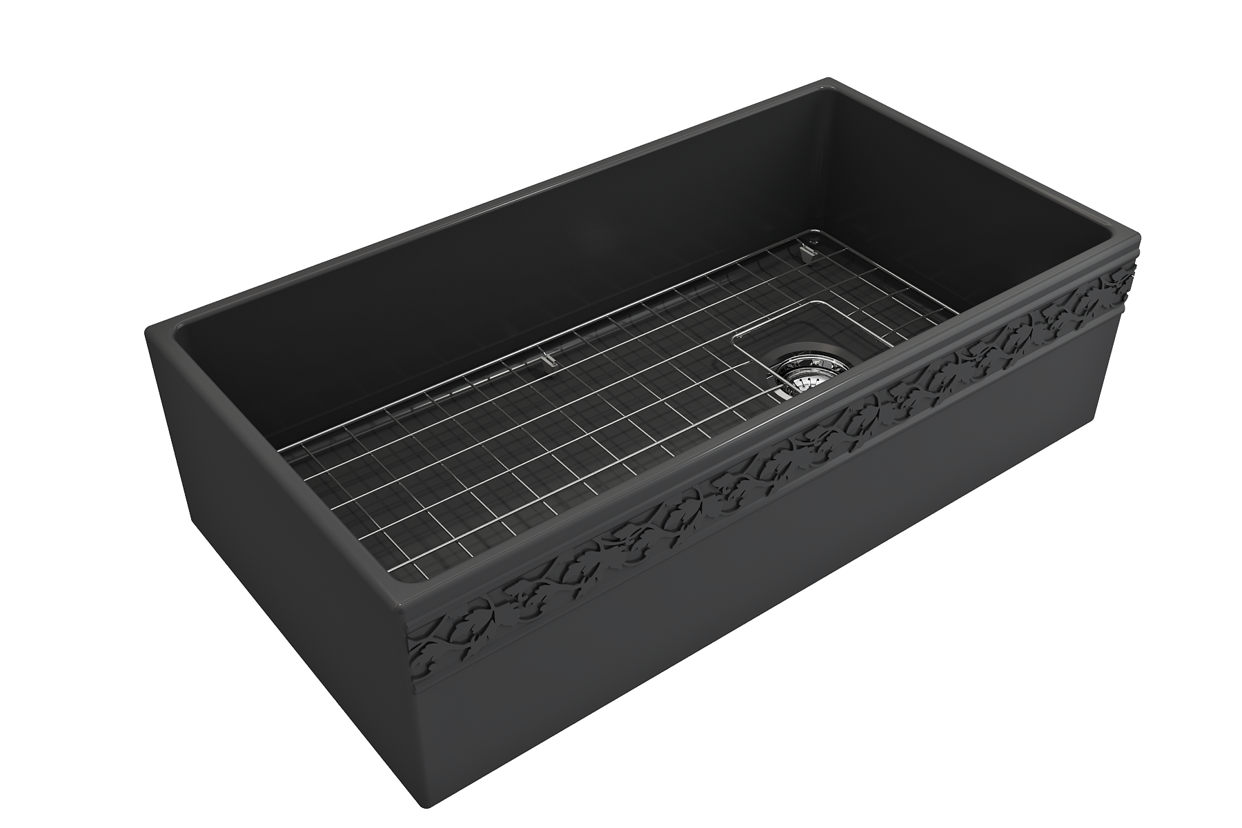 BOCCHI Vigneto 36" Fireclay Farmhouse Apron Single Bowl Kitchen Sink, Matte Dark Gray, 1355-020-0120