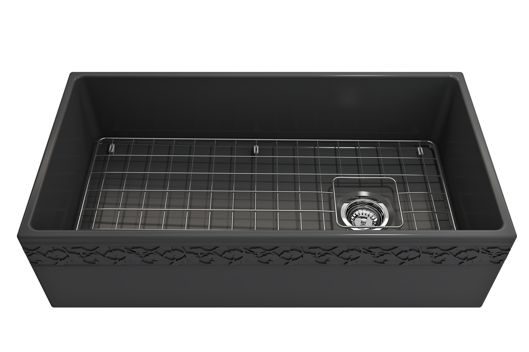BOCCHI Vigneto 36" Fireclay Farmhouse Apron Single Bowl Kitchen Sink, Matte Dark Gray, 1355-020-0120