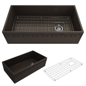 Alternate Image for BOCCHI Vigneto 36" Fireclay Farmhouse Apron Single Bowl Kitchen Sink, Matte Brown, 1355-025-0120