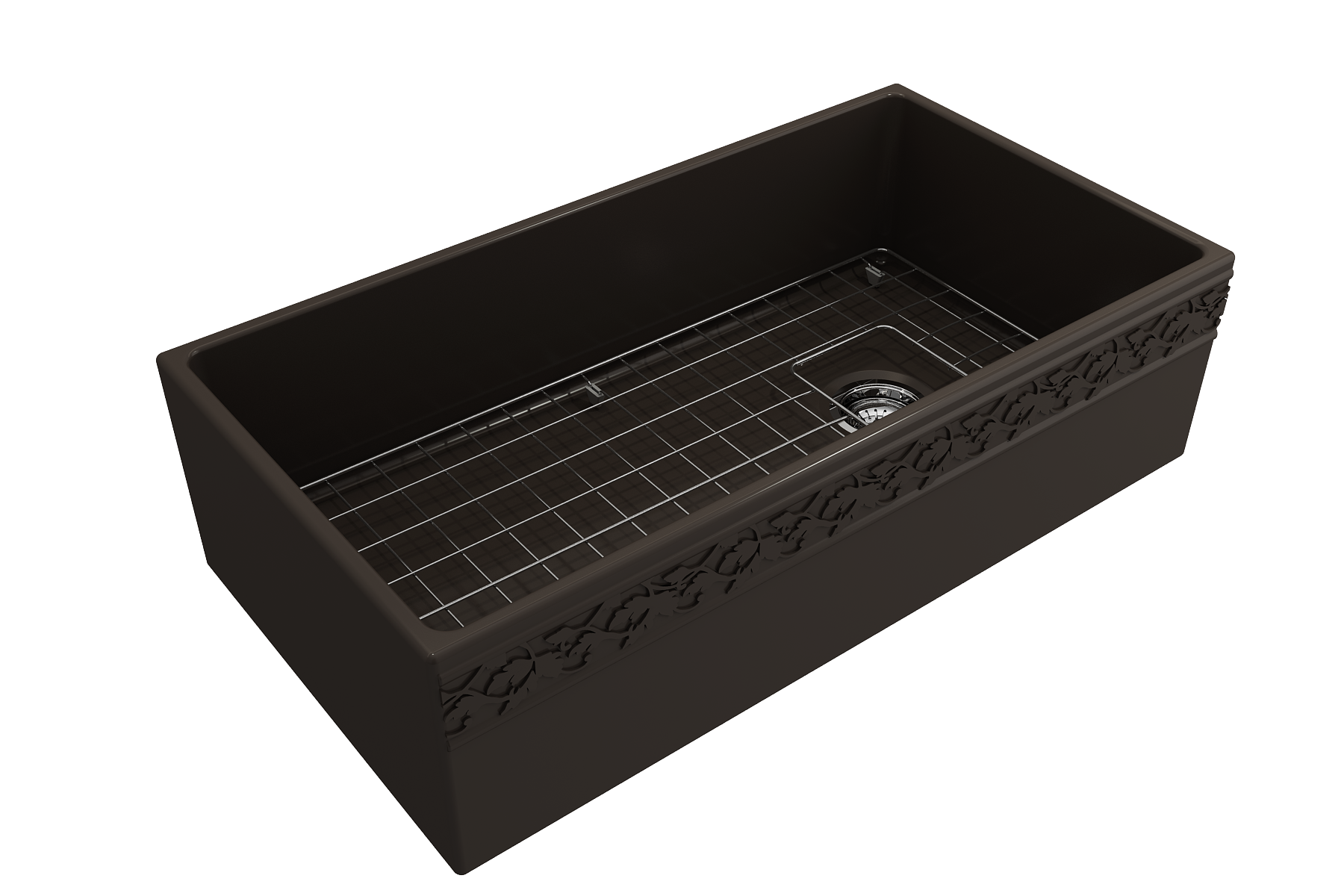 BOCCHI Vigneto 36" Fireclay Farmhouse Apron Single Bowl Kitchen Sink, Matte Brown, 1355-025-0120
