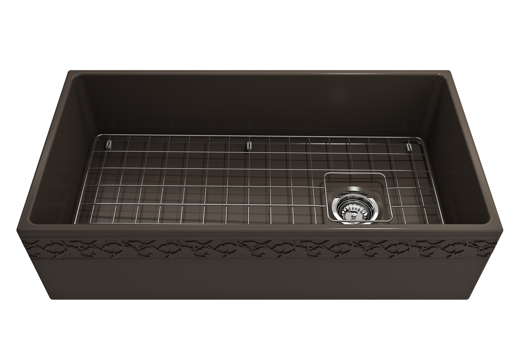 BOCCHI Vigneto 36" Fireclay Farmhouse Apron Single Bowl Kitchen Sink, Matte Brown, 1355-025-0120