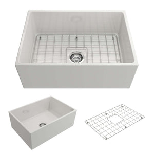 Alternate Image for BOCCHI Contempo 27" Fireclay Farmhouse Apron Single Bowl Kitchen Sink, White, 1356-001-0120