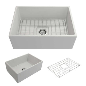 Alternate Image for BOCCHI Contempo 27" Fireclay Farmhouse Apron Single Bowl Kitchen Sink, Matte White, 1356-002-0120