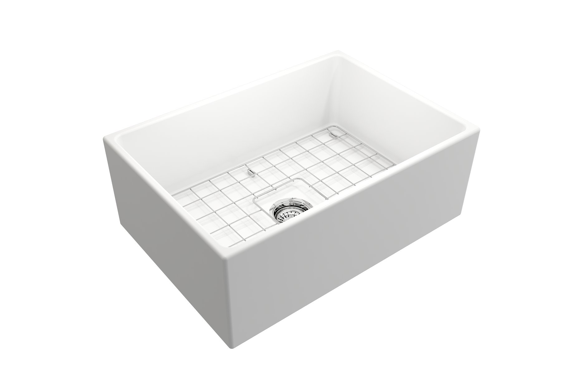 BOCCHI Contempo 27" Fireclay Farmhouse Apron Single Bowl Kitchen Sink, Matte White, 1356-002-0120