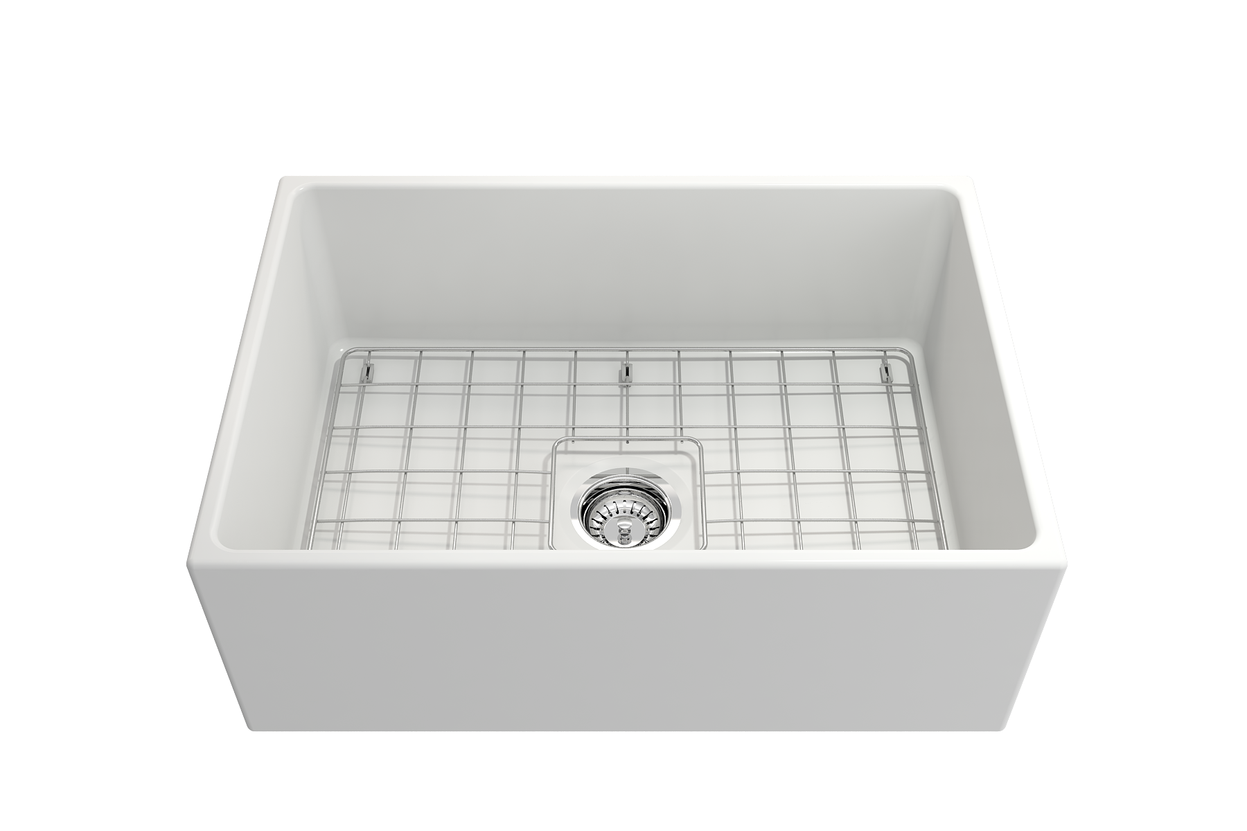 BOCCHI Contempo 27" Fireclay Farmhouse Apron Single Bowl Kitchen Sink, Matte White, 1356-002-0120