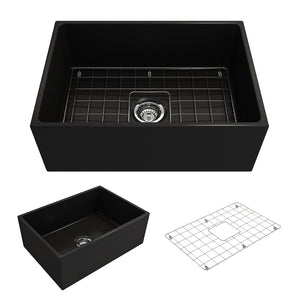 Alternate Image for BOCCHI Contempo 27" Fireclay Farmhouse Apron Single Bowl Kitchen Sink, Matte Black, 1356-004-0120