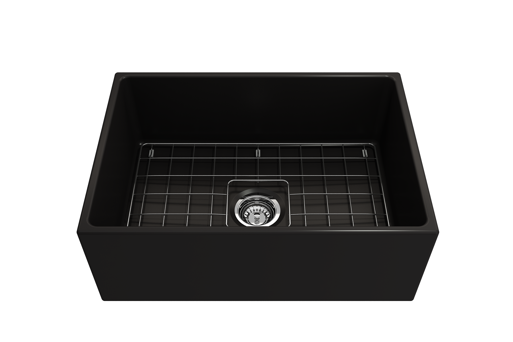 BOCCHI Contempo 27" Fireclay Farmhouse Apron Single Bowl Kitchen Sink, Matte Black, 1356-004-0120