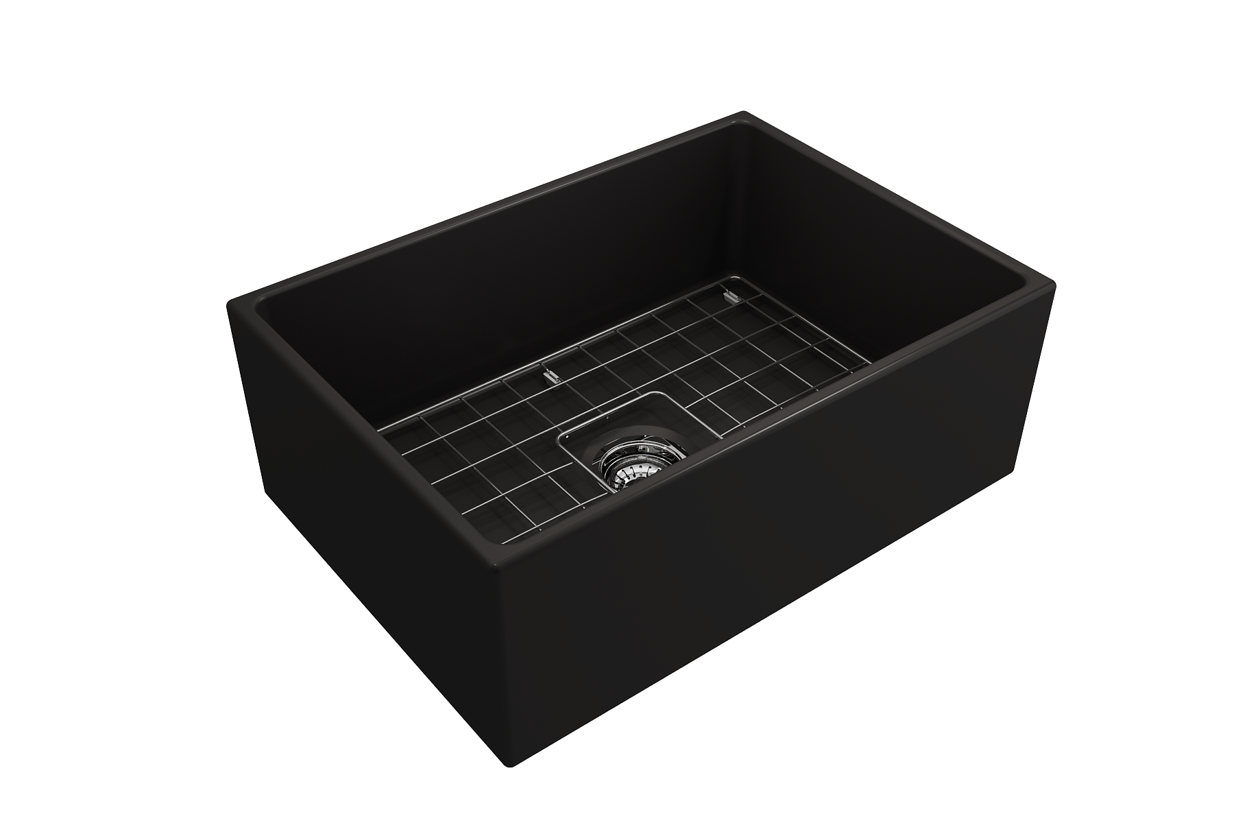 BOCCHI Contempo 27" Fireclay Farmhouse Apron Single Bowl Kitchen Sink, Matte Black, 1356-004-0120