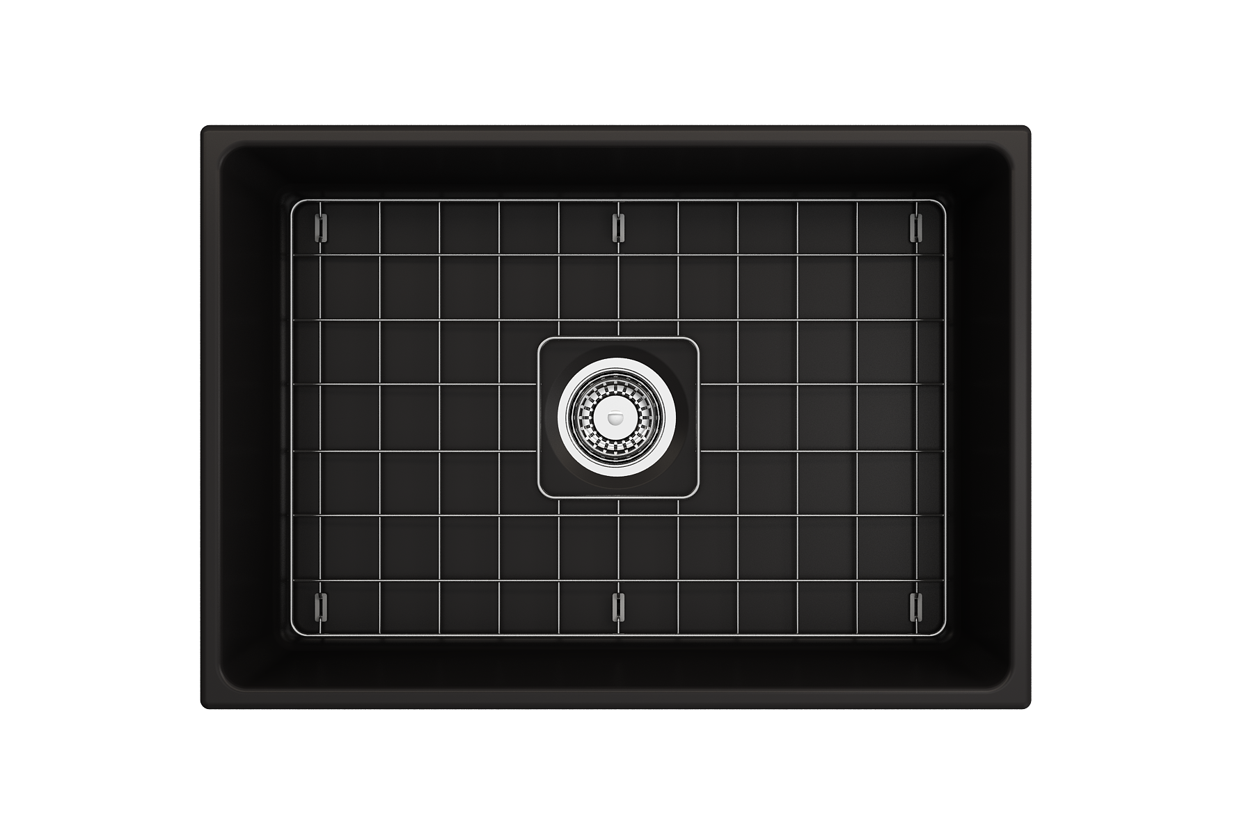 BOCCHI Contempo 27" Fireclay Farmhouse Apron Single Bowl Kitchen Sink, Matte Black, 1356-004-0120