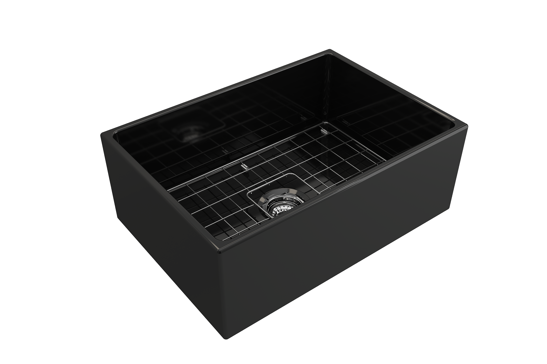 BOCCHI Contempo 27" Fireclay Farmhouse Apron Single Bowl Kitchen Sink, Black, 1356-005-0120