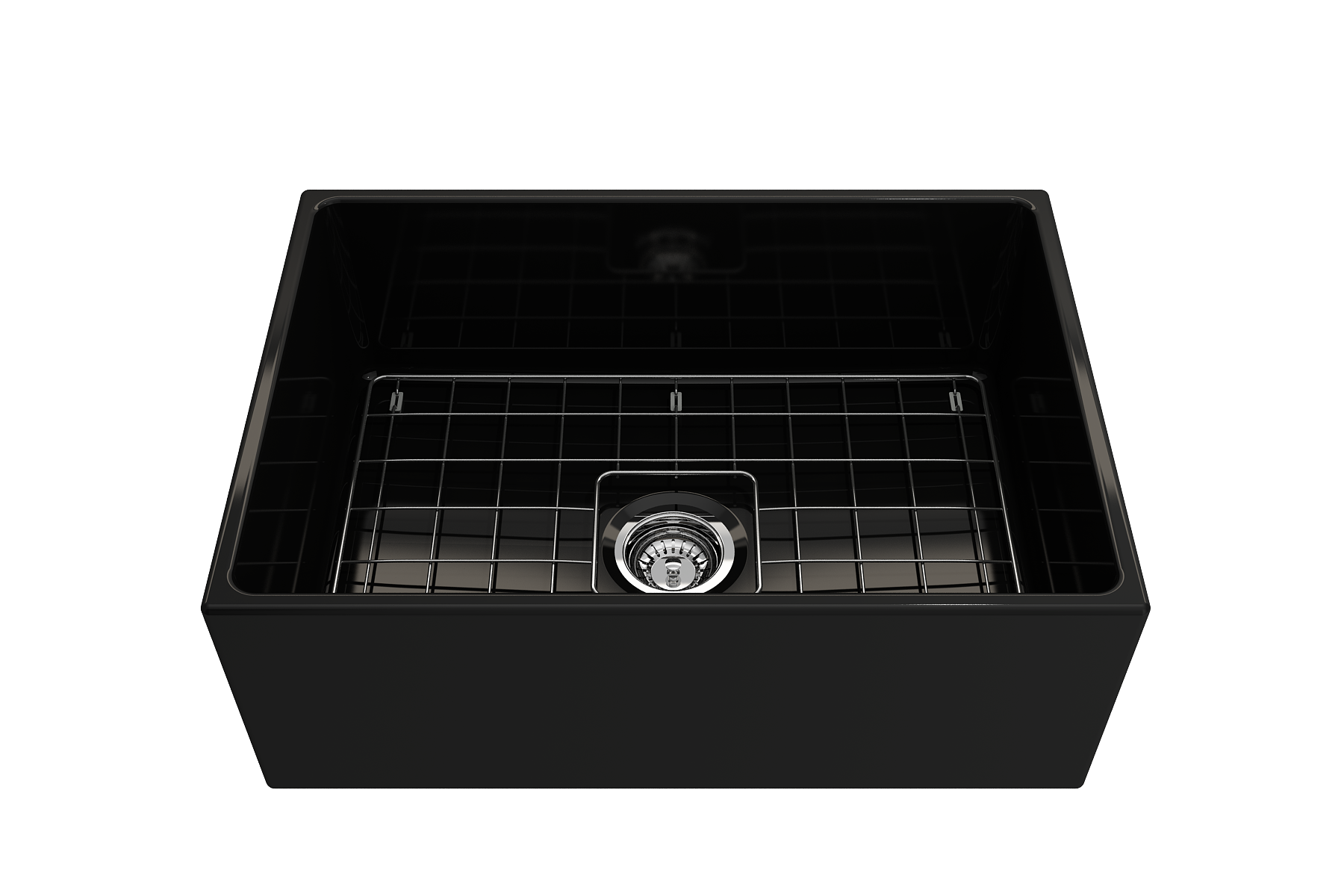 BOCCHI Contempo 27" Fireclay Farmhouse Apron Single Bowl Kitchen Sink, Black, 1356-005-0120