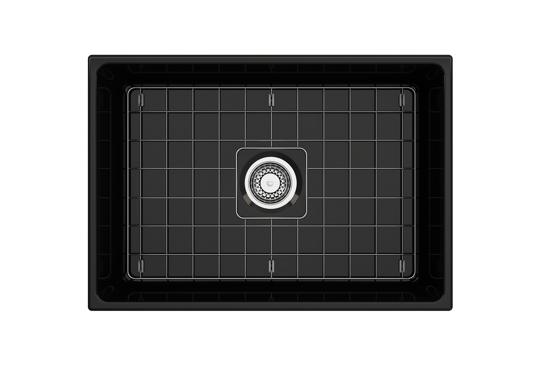 BOCCHI Contempo 27" Fireclay Farmhouse Apron Single Bowl Kitchen Sink, Black, 1356-005-0120