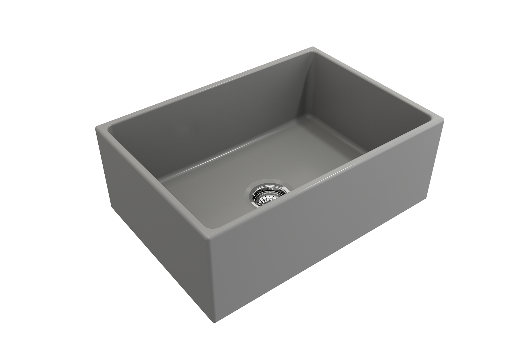 BOCCHI Contempo 27" Fireclay Farmhouse Apron Single Bowl Kitchen Sink, Matte Gray, 1356-006-0120