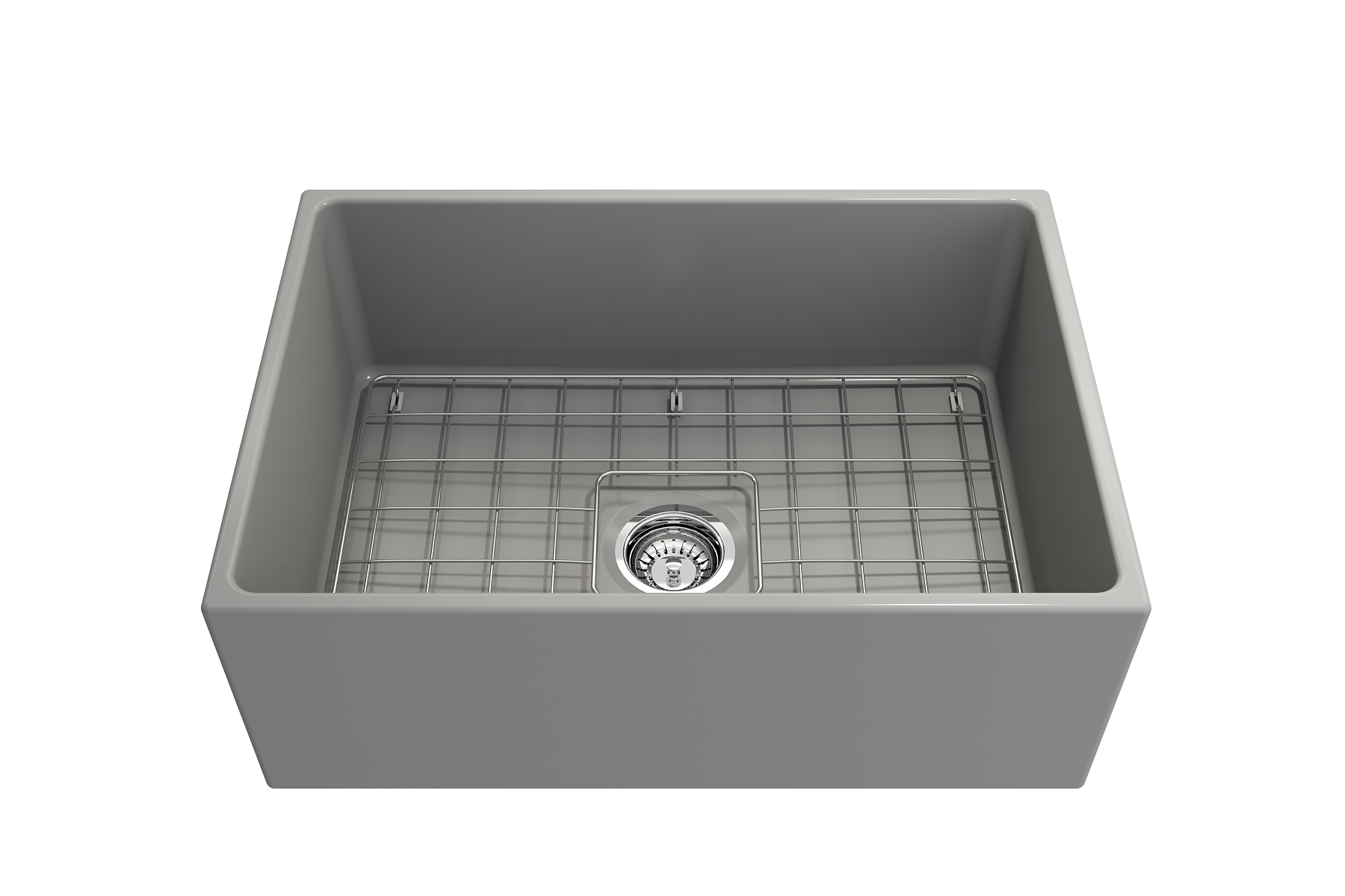 BOCCHI Contempo 27" Fireclay Farmhouse Apron Single Bowl Kitchen Sink, Matte Gray, 1356-006-0120