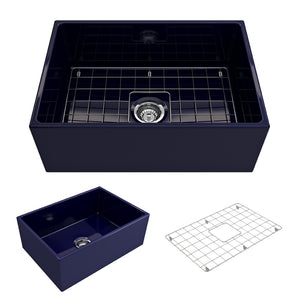 Alternate Image for BOCCHI Contempo 27" Fireclay Farmhouse Apron Single Bowl Kitchen Sink, Sapphire Blue, 1356-010-0120