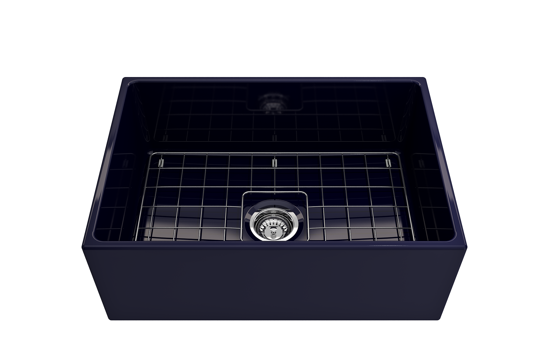 BOCCHI Contempo 27" Fireclay Farmhouse Apron Single Bowl Kitchen Sink, Sapphire Blue, 1356-010-0120
