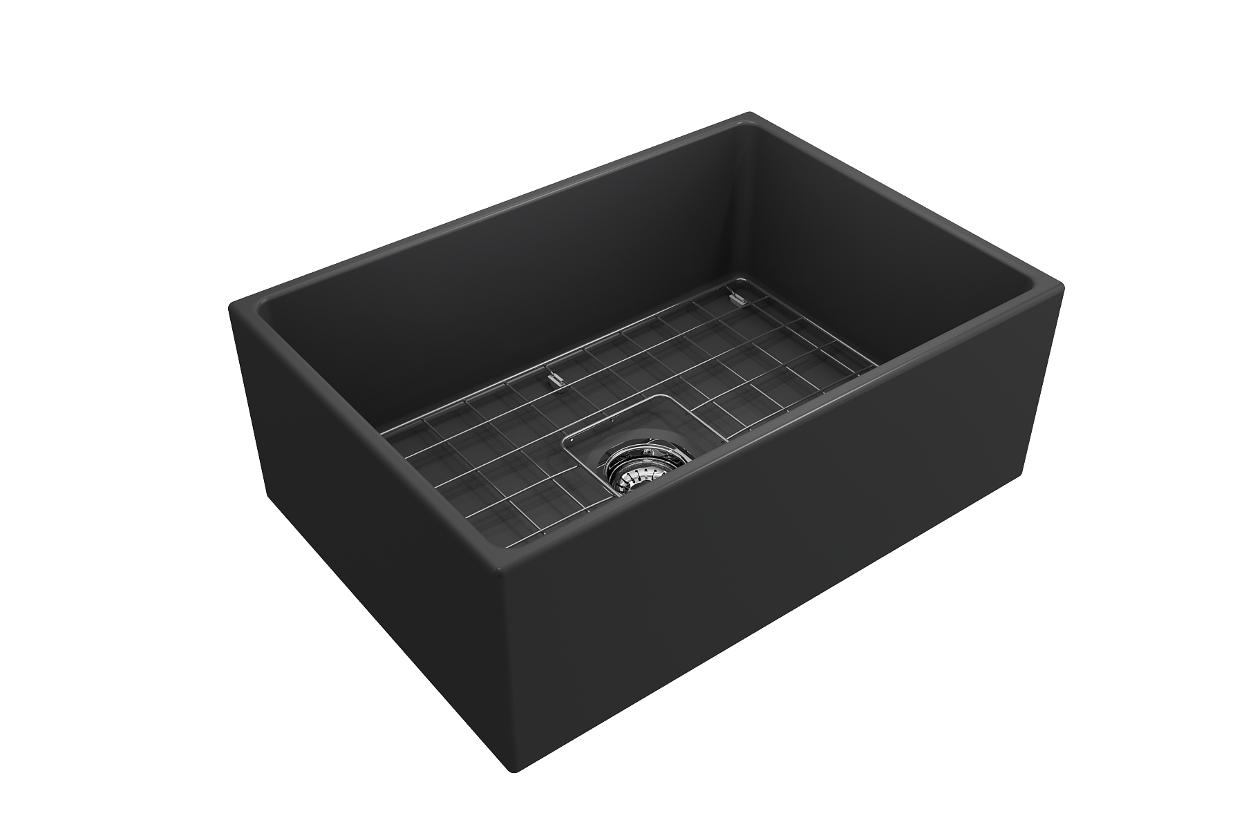 BOCCHI Contempo 27" Fireclay Farmhouse Apron Single Bowl Kitchen Sink, Matte Dark Gray, 1356-020-0120