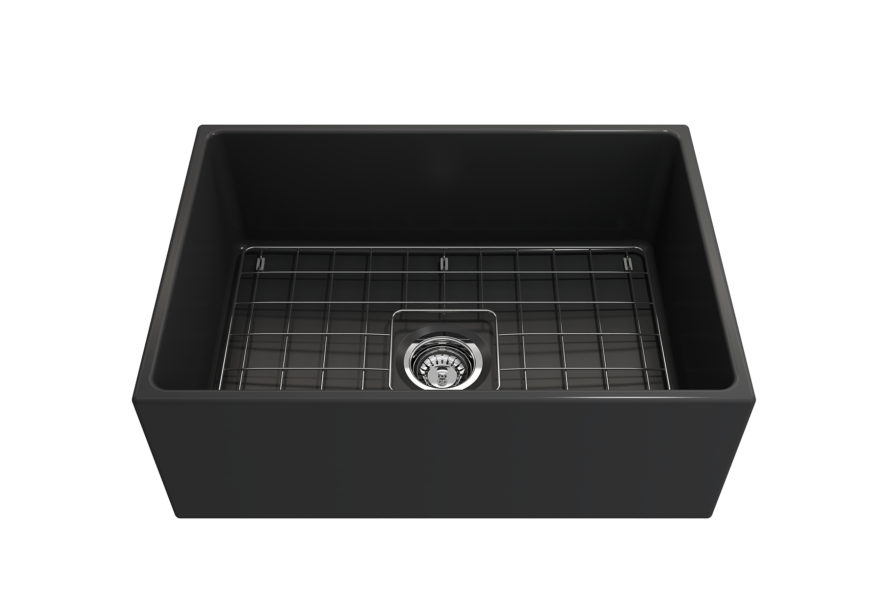 BOCCHI Contempo 27" Fireclay Farmhouse Apron Single Bowl Kitchen Sink, Matte Dark Gray, 1356-020-0120