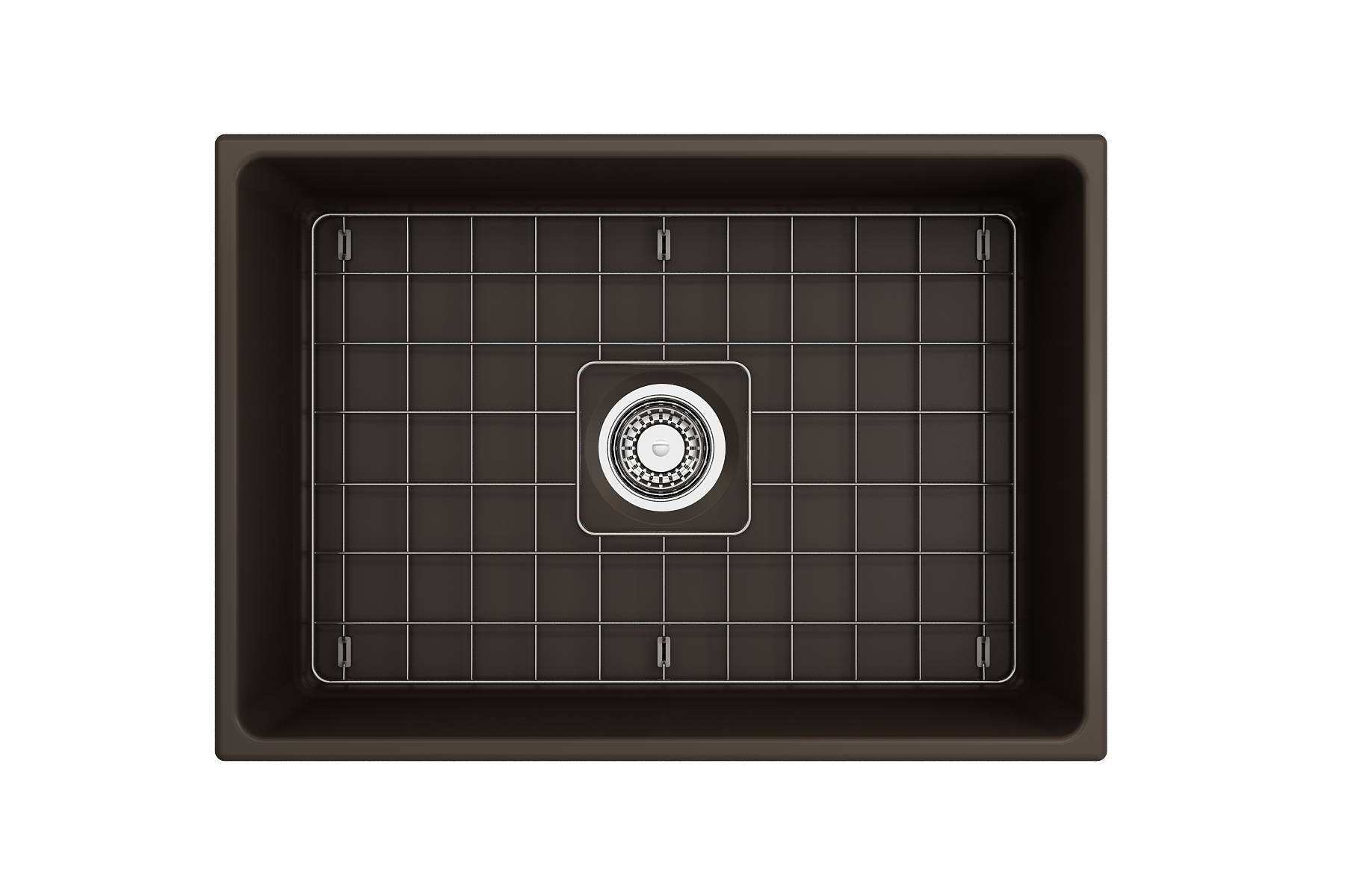 BOCCHI Contempo 27" Fireclay Farmhouse Apron Single Bowl Kitchen Sink, Matte Brown, 1356-025-0120
