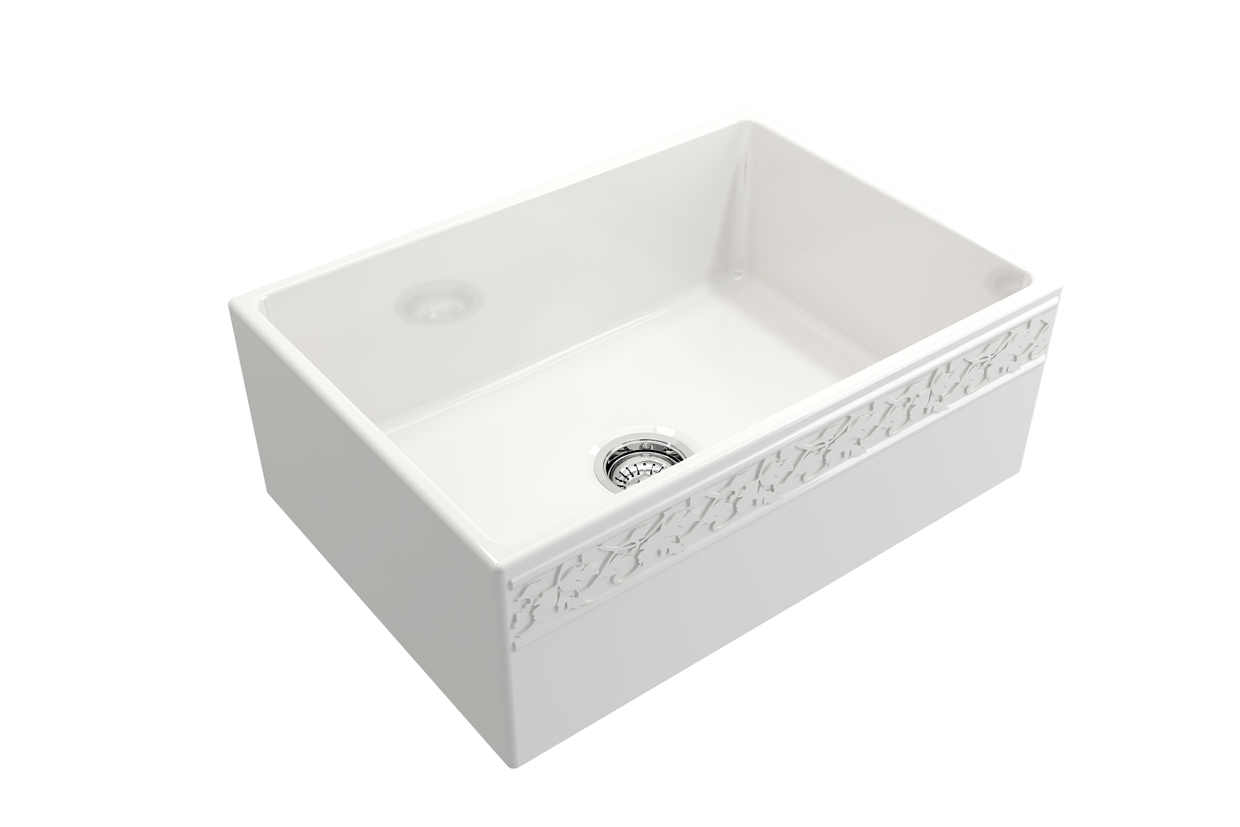 BOCCHI Vigneto 27" Fireclay Farmhouse Apron Single Bowl Kitchen Sink, White, 1357-001-0120