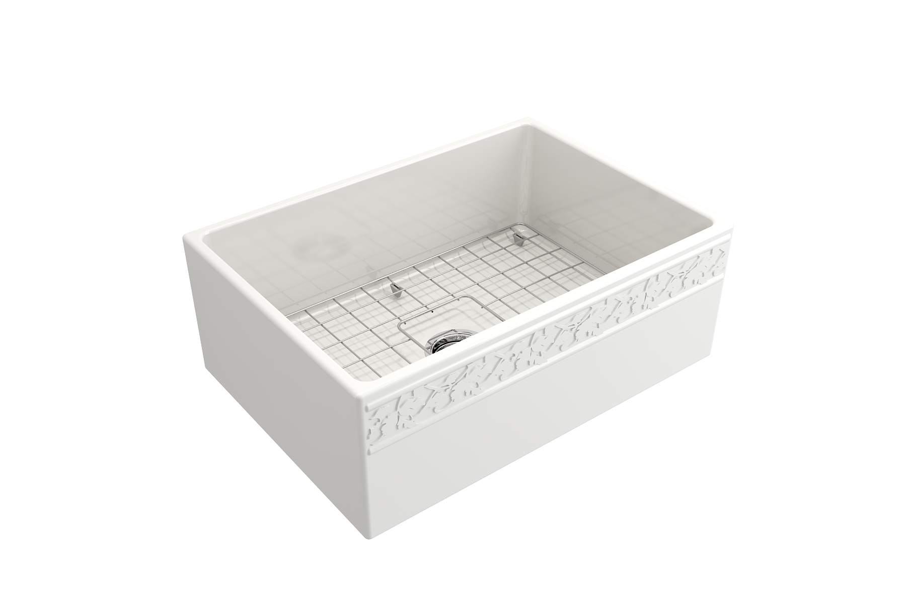 BOCCHI Vigneto 27" Fireclay Farmhouse Apron Single Bowl Kitchen Sink, White, 1357-001-0120