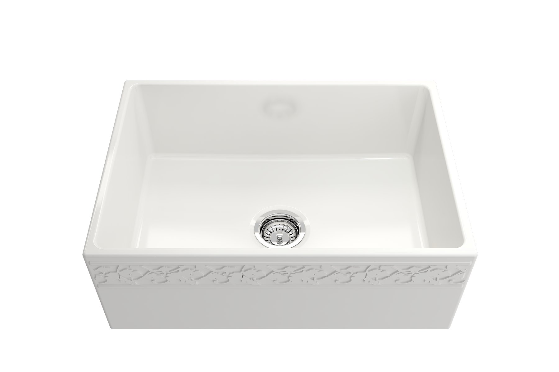 BOCCHI Vigneto 27" Fireclay Farmhouse Apron Single Bowl Kitchen Sink, White, 1357-001-0120