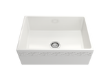 BOCCHI Vigneto 27" Fireclay Farmhouse Apron Single Bowl Kitchen Sink, White, 1357-001-0120