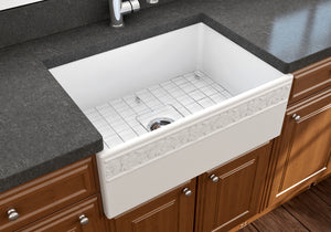 Alternate Image for BOCCHI Vigneto 27" Fireclay Farmhouse Apron Single Bowl Kitchen Sink, Matte White, 1357-002-0120