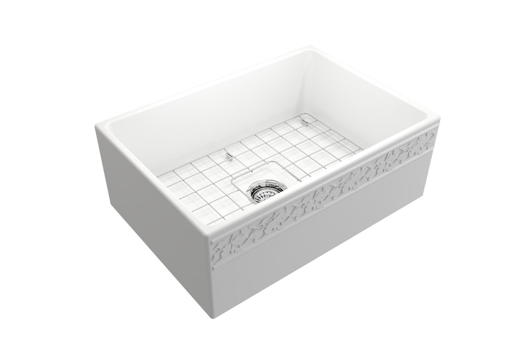 BOCCHI Vigneto 27" Fireclay Farmhouse Apron Single Bowl Kitchen Sink, Matte White, 1357-002-0120
