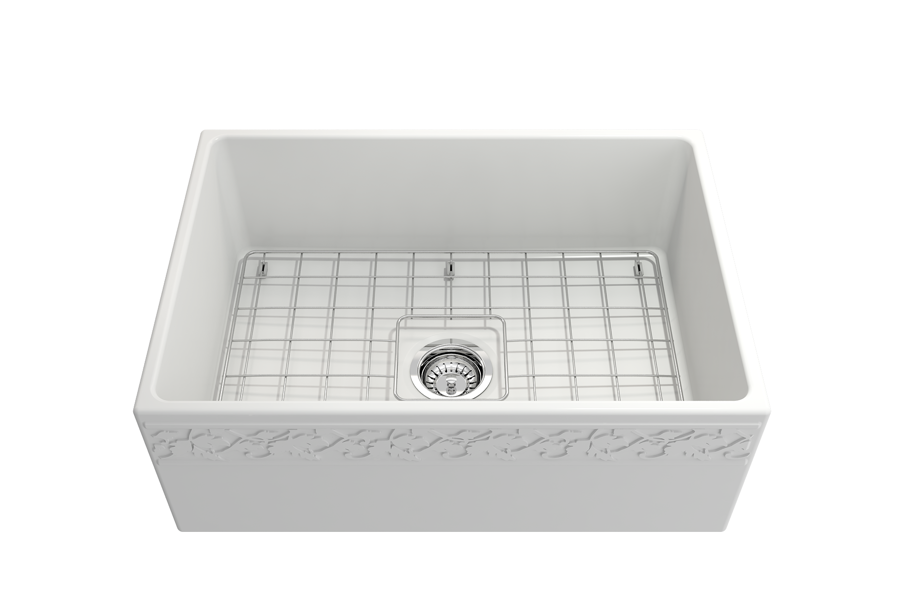 BOCCHI Vigneto 27" Fireclay Farmhouse Apron Single Bowl Kitchen Sink, Matte White, 1357-002-0120