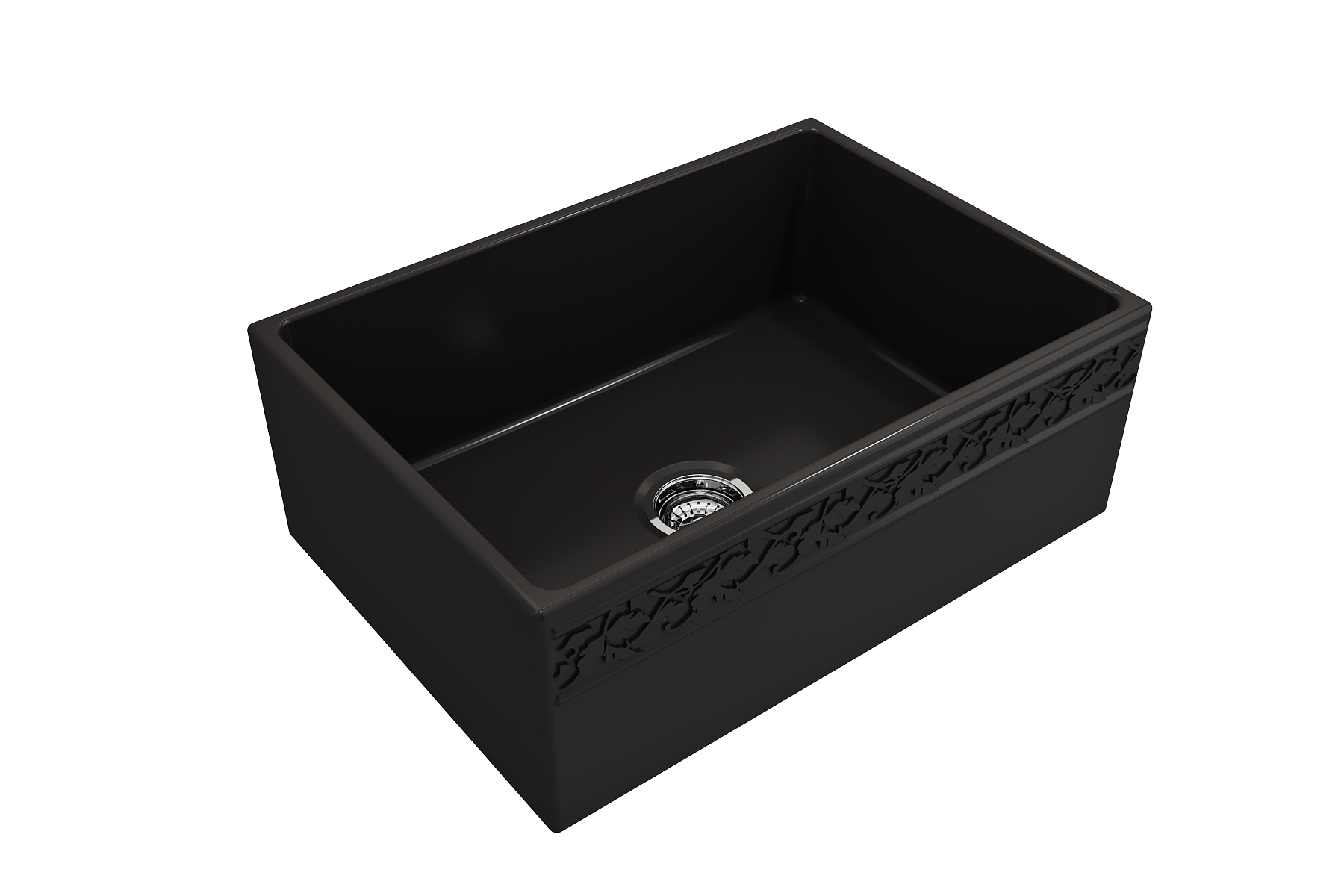 BOCCHI Vigneto 27" Fireclay Farmhouse Apron Single Bowl Kitchen Sink, Matte Black, 1357-004-0120