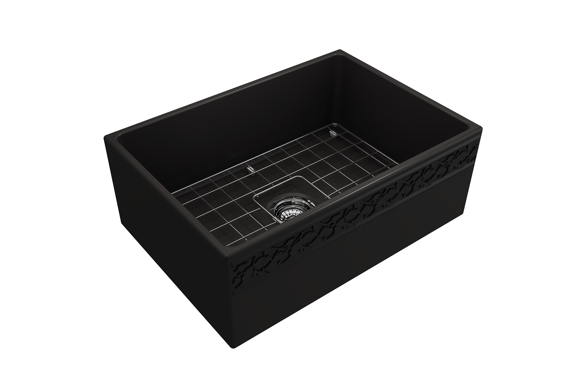 BOCCHI Vigneto 27" Fireclay Farmhouse Apron Single Bowl Kitchen Sink, Matte Black, 1357-004-0120