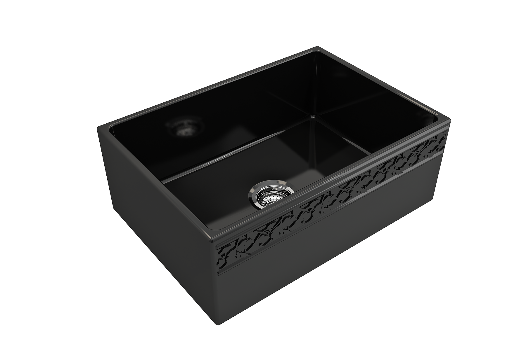 BOCCHI Vigneto 27" Fireclay Farmhouse Apron Single Bowl Kitchen Sink, Black, 1357-005-0120