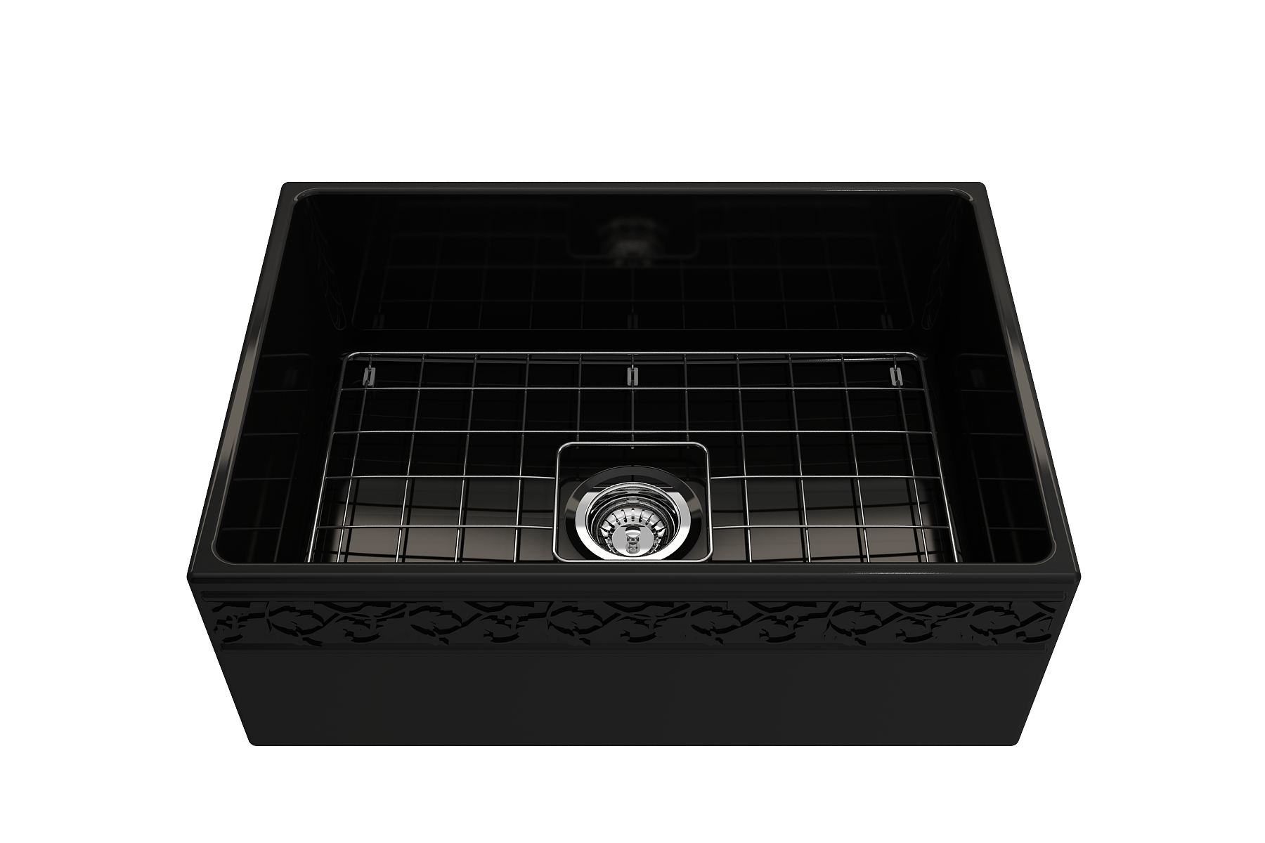 BOCCHI Vigneto 27" Fireclay Farmhouse Apron Single Bowl Kitchen Sink, Black, 1357-005-0120